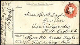 1889 9p Soldiers & Seamen's Envelope To  England From A Private In The 1st West Riding Rgt. Correctly Countersigned By T - Otros & Sin Clasificación