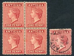 1884-87 CCA 1d Rose, Fine M Block Of Four, Upper Left Stamp Has Small Stain On Queen's Neck (SG.26), 1d Carmine Red (SG. - Otros & Sin Clasificación