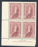 1938 5s Clear Lower Left Marginal Imprint Block Of Four UM, SG.176. - Andere & Zonder Classificatie