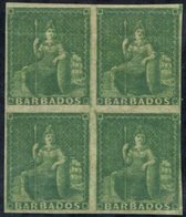 1861-70 ½d Grass-green Block Of Four Imperf, Close To Good Margins, Unused With Large Part O.g (a Little Browned As Usua - Otros & Sin Clasificación