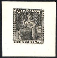 1873 Die Proof 3d In Black On India Paper, Stamp Sized Affixed To Card (33 X 35mm). Provenance; Peter Juffe, Nov 2006. - Autres & Non Classés
