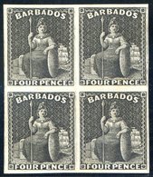 1875 Plate Proof 4d In Black On Wove Paper, Block Of Four. - Otros & Sin Clasificación