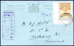 1936 Sept 16 Registered South African Post Card To Transvaal Franked On Back & Front With 1933 ½d (pair), 1d, 2d, 3d, 4d - Other & Unclassified