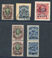 1920-27 25r On 50k & 25r On 10 On 7k In Blue M Tete-beche Pairs, Also 25r On 50k & 25r On 10 On 7k Both FU. The Latter O - Otros & Sin Clasificación