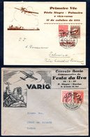 1933 Feb & Aug Illustrated Vargi First Flight Covers Porto-Alegre - Caxias Or Palmira Frankings Incl. Varig 350 Reis In  - Autres & Non Classés