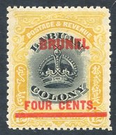 1906 4c On 12c Black & Yellow Variety 'BRUNEL' The 'I' & 'STOP' Clearly Joined, SG.15 Var M. (1) - Autres & Non Classés