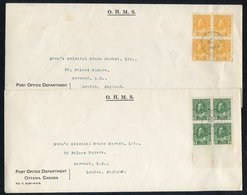 1926 Two O.H.M.S Envelopes Addressed To London & Franked Admiral Coil Issue Sold In Sheet Format, 1c Chrome Yellow Imper - Otros & Sin Clasificación