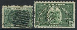 OFFICIALS 1938-39 Special Delivery Punctured Type 1 10c Green, Good U & 10c Green FU. Unitrade OAG1 & OAE7, SG.O51 & O57 - Other & Unclassified