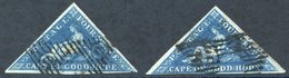 1853 4d Deep Blue On Deeply Blued Paper, Two Used Examples. One Has Good Margins On Two Sides But Close Margin At Base,  - Other & Unclassified