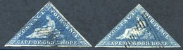 1853 4d Deep Blue On Slightly Blued Paper, Two Used Examples. One Just Touching At Lower Left Side, The Other Margin At  - Other & Unclassified