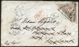 1859 Envelope To Bath, England, With A 6d Pale Rose-lilac (SG.7) Tied By A Triangular Cancel, Cape Town JA.20.1859 Cance - Other & Unclassified