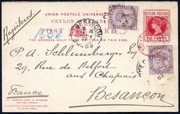 1902 April 6, Front Half Of 6c Red Postal Stationery Reply Card (H & G.37) Sent Registered To France With 1886 5c Dull P - Sonstige & Ohne Zuordnung