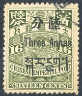 CHINESE PO's In Tibet 1911 3a On 16c Olive Green FU SG.C6. Cat. £140 - Andere & Zonder Classificatie