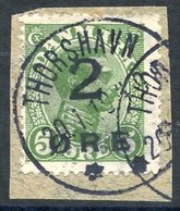 1919 Faroe Island 50 Green King Christian X H/stamped 2o Tied To A Small Piece With A Neat Thorshavn Cancellation. SG.20 - Autres & Non Classés