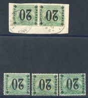 1884 20p On 5pi Green With Surcharge Inverted, Three M Singles, One UM, Also FU Pair On Small Piece, SG. 57a. Cat. £305  - Other & Unclassified