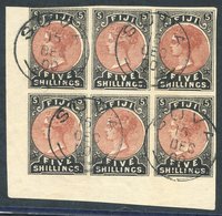 1882 5s Dull Red & Black Imperforate Remainders - Corner Marginal Block Of  Six Cancelled 'Suva' Cds's For 15th.Dec.00 ( - Autres & Non Classés