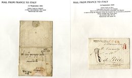 1795-1873 Collection Written Up Entitled 'Mail From France To Italy' But Also Includes Mail In Other Directions. Marks I - Other & Unclassified
