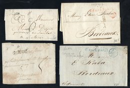 Pre-stamp Letters, Mainly Ancien Regime, With Various Straight-line Marks (8); Also C.1830-50 Stampless Mail With Good V - Other & Unclassified