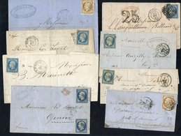 1851-62 Imperf Issues On Cover Incl. Ceres 25c With Further 25c Due; Napoleon III Scarcer Republican 25c (2), 10c (2), 2 - Autres & Non Classés