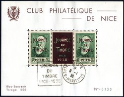1938 Club Philatelique De Nice Local Commemorative M/Sheet Produced By Nice P.S, Made Up Of Two Overprinted 30c + 10c An - Other & Unclassified