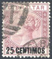 1889 25c On 2d Purple Brown With Overprint Variety, Broken 'N', FU, SG.17b. Cat. £170 - Other & Unclassified