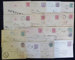 19thC Group Of QV ½d & 1d Postal Stationery Cards & Single 1½d, Also QV Franked 1d PPC's, Most Varied Range Of Cancellat - Otros & Sin Clasificación