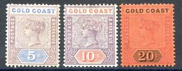 1889-94 CCA 5s, 10s & 20s M, SG.22/3, 25. Cat. £390. (3) - Other & Unclassified