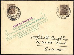 1930 Nov 4th Flown Cover Paris To Saigon On The Calcutta To Rangoon Stage Carried By Mlle Maryse Hiltz, With Large Cache - Autres & Non Classés