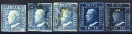 SICILY 1859 2gr Dull Blue With O.g Which Is Slightly Toned, 2gr Blue (two Used Singles), 10gr Indigo, Fresh Unused (slig - Sonstige & Ohne Zuordnung