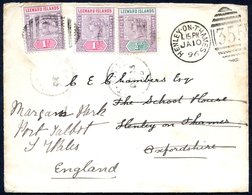 1896 Cover From St. Kitts To Henley On Thames Franked Leewards ½d & 1d (2) Tied 'A12' Duplexes Of St. Kitts, Obverse Als - Other & Unclassified