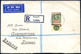 1935 Registered 'Penang' Cover Sent To Godmanstone, Dorset Franked Straits KGV $2 Lower Marginal With Pl. Number 'A' Tie - Other & Unclassified