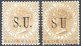 NEGRI SEMBILAN Sungei Ujong 1882 2c Brown (with Stops) & 2c Brown (without Stops) Both Good M With Usual Toned Gum. SG.1 - Sonstige & Ohne Zuordnung