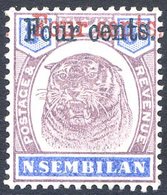 NEGRI SEMBILAN 1898-1900 4c On 8c Dull Purple & Red Variety Surcharge Double, One Red & Blue Green, M, SG.19c, RPS (1946 - Autres & Non Classés