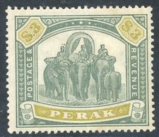 PERAK 1898 CCC $3 Green & Ochre M Example, Large Part O.g. SG.78. Cat. £650 - Otros & Sin Clasificación