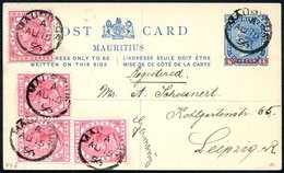 1896 Aug 15th, 2c On 8c Blue Postal Stationery Card (H & G 6) Sent Reg To Leipzig And Uprated With 1885 4c Carmine (4) A - Other & Unclassified