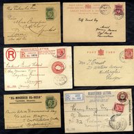 1907-1936 Small Group Of Postal Stationery Items (6) Five From Tangier & One Incoming From Gibraltar To Tangier, Of Note - Other & Unclassified