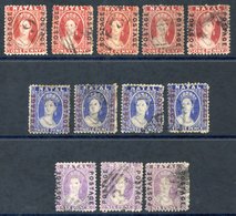 1873 1d Bright Red (4), 3d Bright Blue (4) & 6d Mauve (3), Mainly FU, SG.60/62. - Other & Unclassified