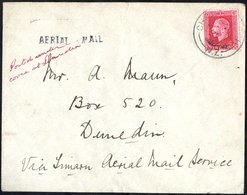 1921 Jan 31st Canterbury Aviation Co First Flight Cover Christchurch - Timaru Bears 'AERIAL MAIL' Cachet. Rarity. - Other & Unclassified