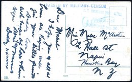 Nos. 49-50, Eleventh Reinforcement 1916 (26 Apr) Postcard To Napier Ex The Tahiti Showing Light Strike Of 'N.Z. MILITARY - Other & Unclassified