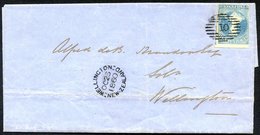 1860 (26 Oct.) Entire Letter From Dunedin To Wellington, Bearing 1857-63 2d. Pale Blue SG. 9 With Large To Enormous Marg - Other & Unclassified