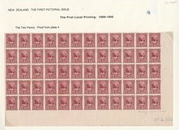 1899-1900 2d Pembroke Peak Imperf Proof Block Of 60 From The Lower Right Corner Of Plate 4 In Lake Without Gum Or Waterm - Other & Unclassified