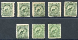 1898 6d Kiwi, Eight Mint Singles In The Three CP Listed Shades Of Deep Green, Pale Green And Yellow-green (2), The Latte - Autres & Non Classés