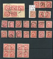 1899 6d Kiwi, A Lovely Selection Of Used With Irregular Block Of Five On Piece, Two Blocks Of Four, Strip Of Three, Pair - Sonstige & Ohne Zuordnung