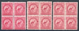 1902-07 6d Kiwi, Blocks Of Four In The Pink, Rose-carmine And Bright Rose-carmine Shades. The Bottom Pair In Each Block  - Autres & Non Classés