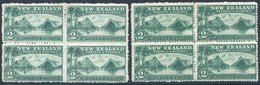 1902-07 2/- Milford Sound, Lovely Fresh Mint Blocks Of Four In The Green And Deep Green Shades, The Lower Pair In Each B - Autres & Non Classés
