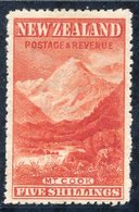 1902-07 5/- Mount Cook With Upright Watermark Very Fresh Mint And Nicely Centred, SG. 329a Cat. £225, CP E21f Cat. $800. - Autres & Non Classés