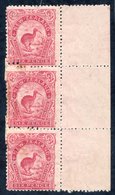 1902-07 6d Kiwi, The Bright Carmine Shade, In A Right Marginal Strip Of Three Basically Perf. 14 But With Lines Of Perf. - Autres & Non Classés