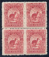 1907-08 6d Kiwi Block Of Four In The Deep Rose-red Shade, The Lower Pair UM, SG. 376a, CP E15a(4) Cat. $900. - Otros & Sin Clasificación