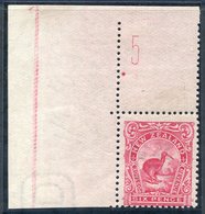 1907-08 6d Kiwi, Perf 14 X 13,13½ In A Plate 5 Corner Marginal Single Mounted On The Selvedge Only. DD Paid £1530!. Ex W - Autres & Non Classés