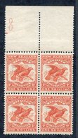 1907-08 1/- Orange-Red In A Plate 8 Block Of Four Without Side Selvedge. Very Well Centred, One Stamp Is UM, SG. 385, CP - Autres & Non Classés
